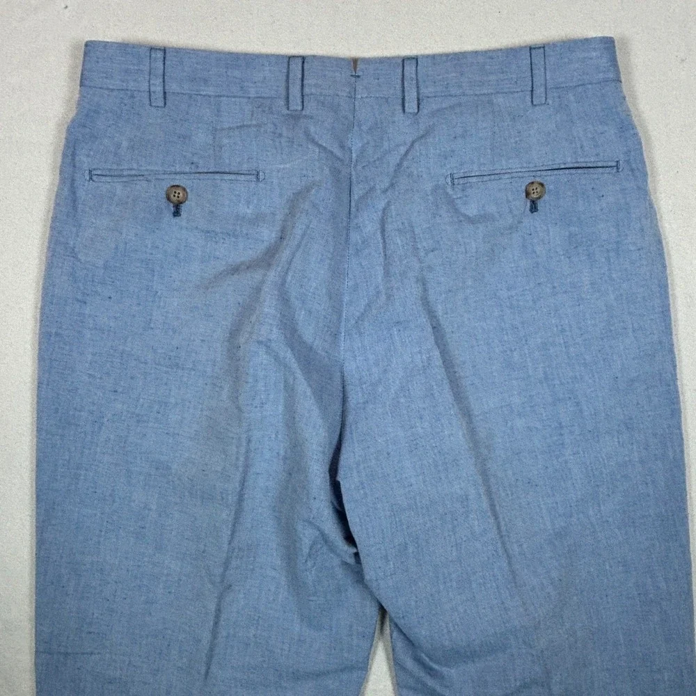 J. Hilburn Mens Light Blue Linen Cotton Blend Tailored Dress Pants Size 33x32